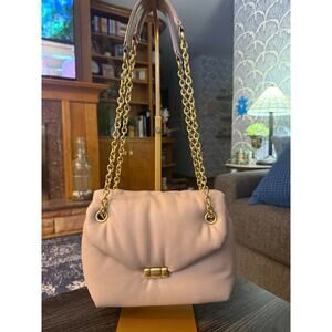 MANGO Large Pastel Brown QUILTED BAG WITH FLAP